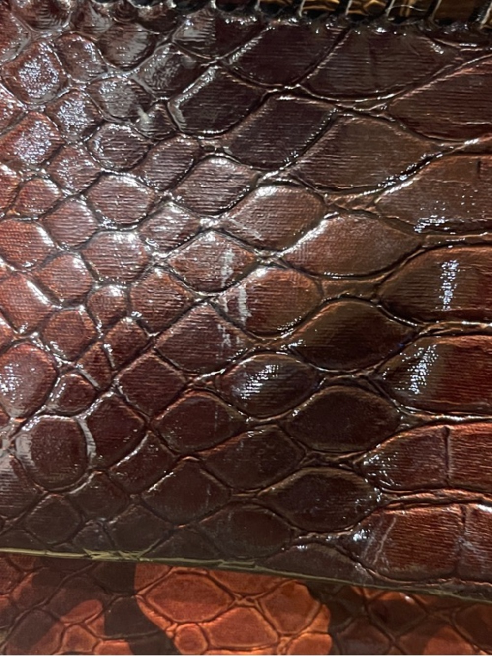 Women's Red Brown Faux-Snakeskin Shoulder Bag - Picture 7 of 7